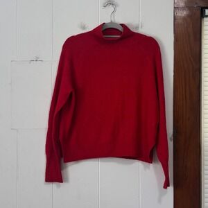 HM LOGG Womens‎ Red Mock Neck Knit Sweater Long Sleeve Side Slits